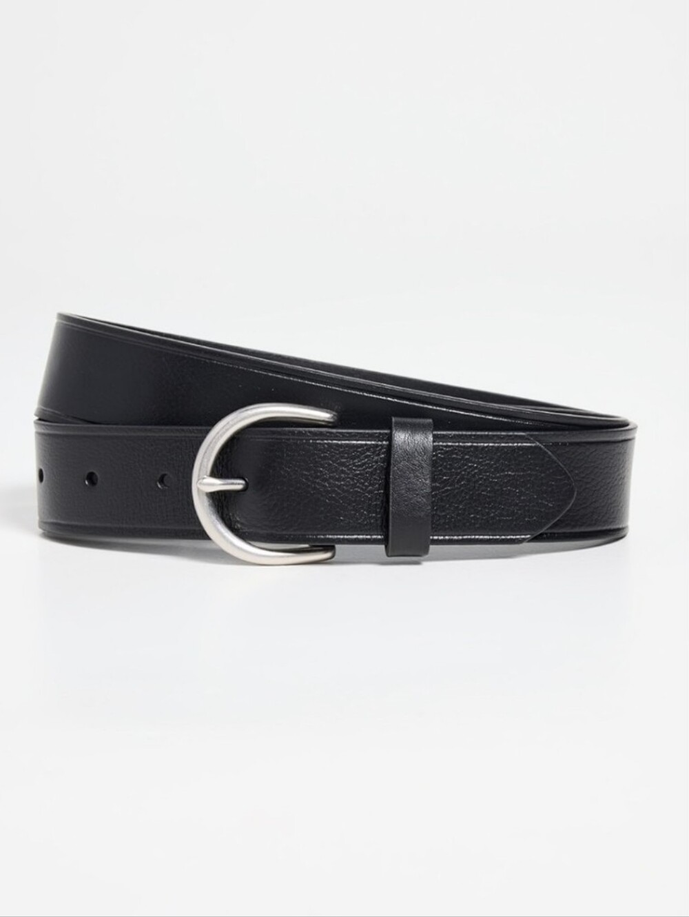 Madewell Black Leather Belt with Silver Buckle - Picture 3 of 10